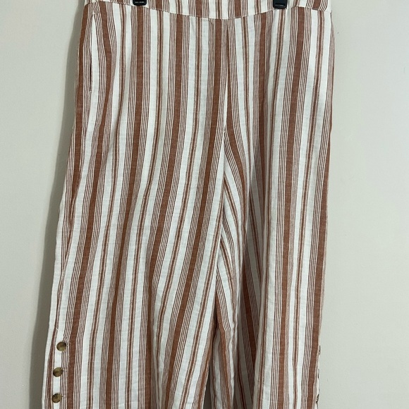 A New Approach ANA striped cropped Wide Leg Linen elastic waist pants Size XL - Picture 4 of 10
